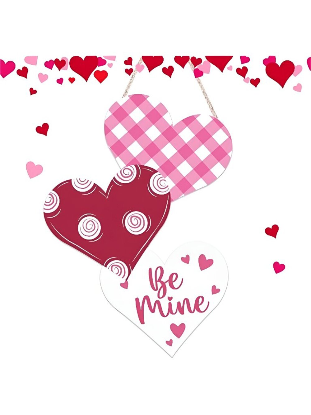 Valentines Day Wooden Door Sign Front Door Hanging Sign Three Hearts Be Mine